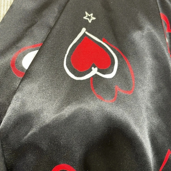 Dentelle Robe & Chemise Set Women's L Large Black Red Heart Pattern Slip Knee - Picture 11 of 17